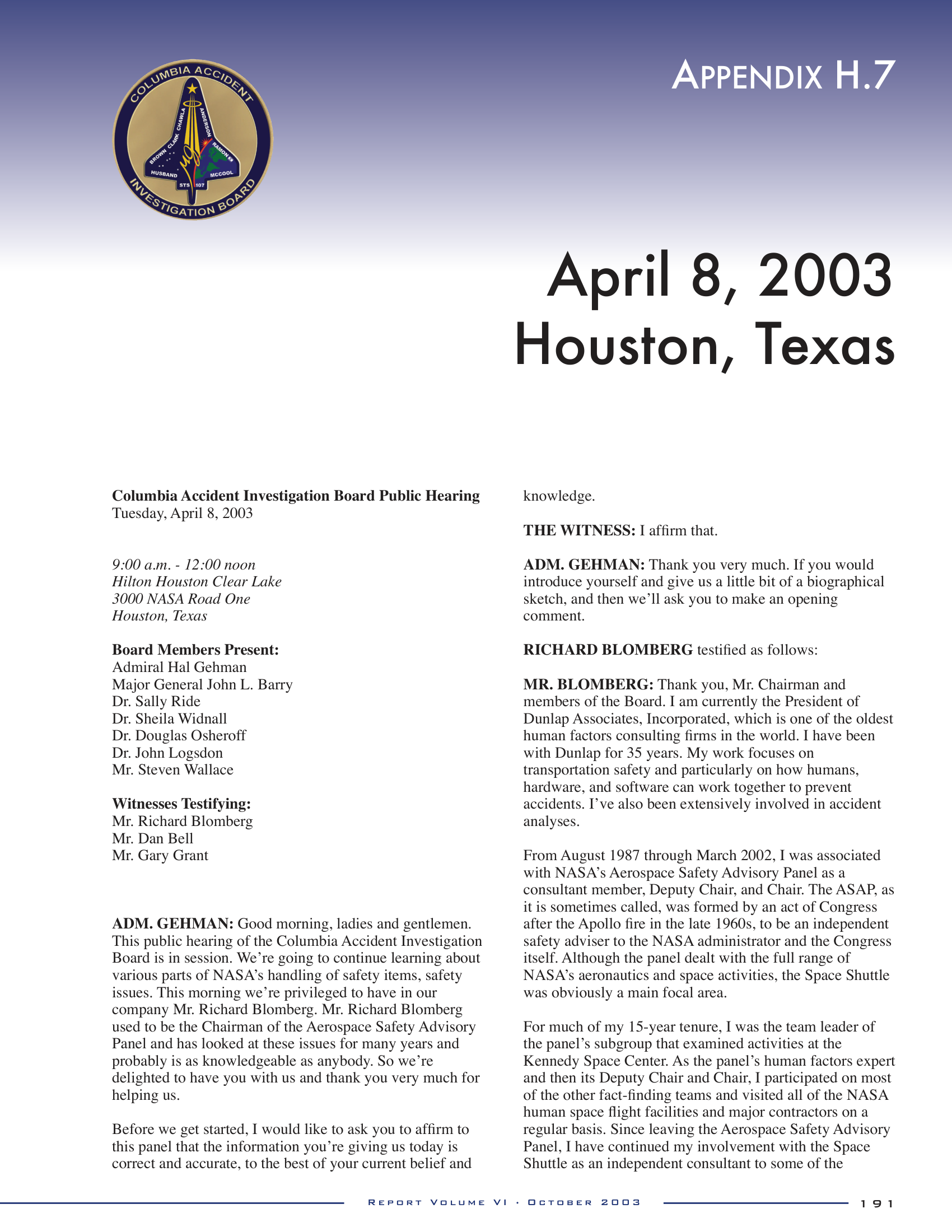 Nasa Report   Columbia Accident